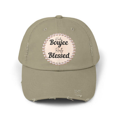 Kinda Boujee Really Blessed Distressed Pearl-Emblem Cap