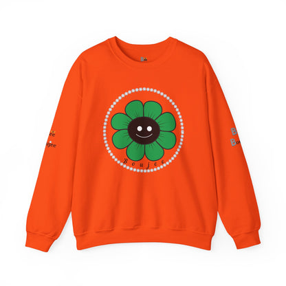 Boujee Flower Smiley Face Green Black - Heavy Blend™ Light Colors Crewneck Sweatshirt
