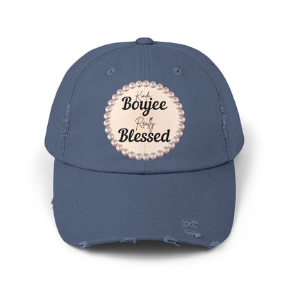 Kinda Boujee Really Blessed Distressed Pearl-Emblem Cap