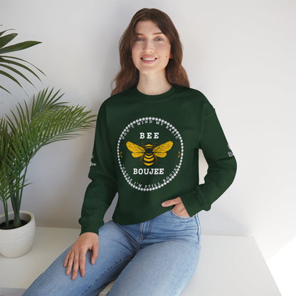 Don't Mind My Basic 'Cause I'm Still Boujee - Heavy Blend™ Dark Colors Crewneck Sweatshirt
