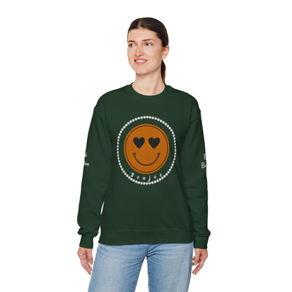 Boujee Smiley Face Brown Heart Eyes - Heavy Blend™ Dark Colors Crewneck Sweatshirt
