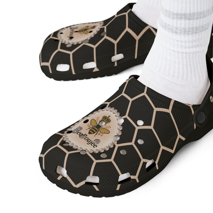 Bee Boujee Peach Honeycomb Clogs with Charms