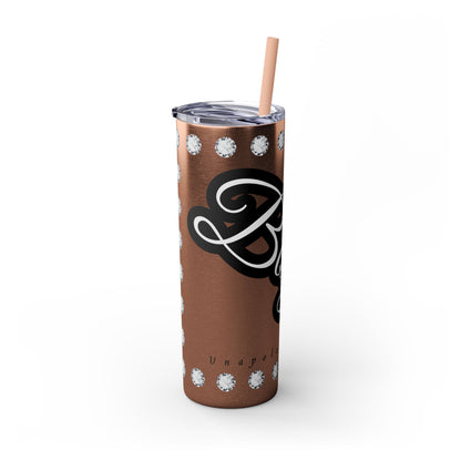 Boujee Unapologetically in DIAMONDS - Skinny Tumbler with Straw, 20oz