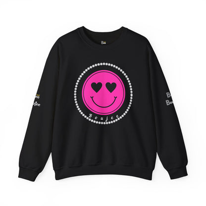 Boujee Smiley Face Pink Heart Eyes - Heavy Blend™ Dark Colors Crewneck Sweatshirt