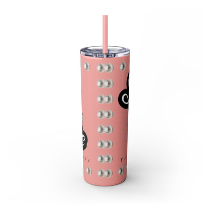 Boujee Yet Humble & Basic in PEARLS - Skinny Tumbler with Straw, 20oz