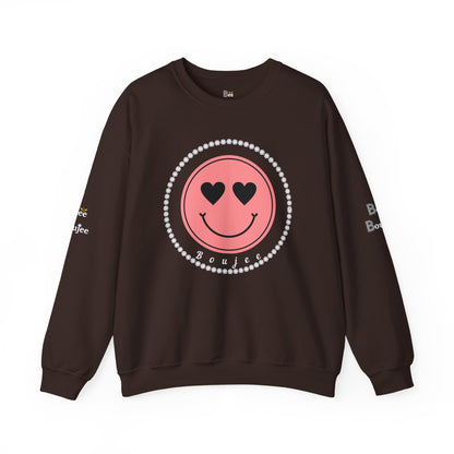 Boujee Smiley Face Pink Heart Eyes - Heavy Blend™ Dark Colors Crewneck Sweatshirt
