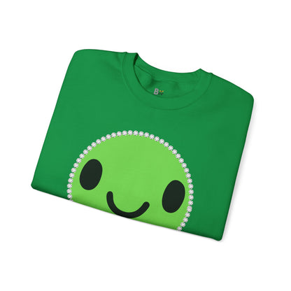 Boujee Smiley Face Green - Heavy Blend™ Light Colors Crewneck Sweatshirt