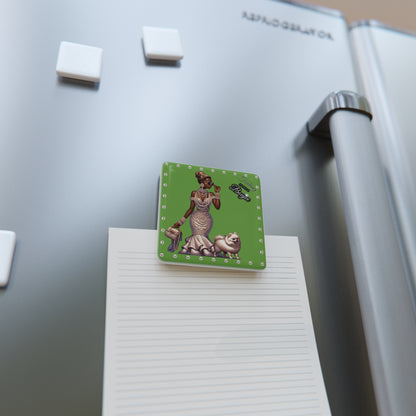 Feeling Boujee in PEARLS - Porcelain Magnet 03, Square GREEN