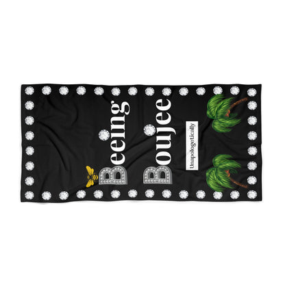 Beeing Boujee Diamonds - Beach Towel BLACK Blowing Palms