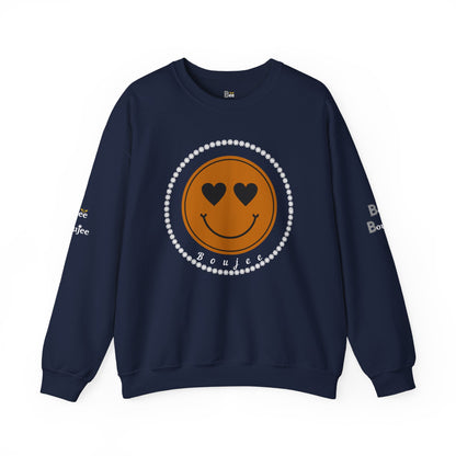 Boujee Smiley Face Brown Heart Eyes - Heavy Blend™ Dark Colors Crewneck Sweatshirt