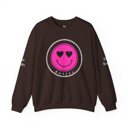 Boujee Smiley Face Pink Heart Eyes - Heavy Blend™ Dark Colors Crewneck Sweatshirt