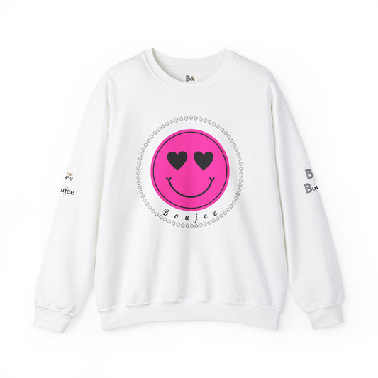 Boujee Smiley Face Heart Eyes Pink - Heavy Blend™ Light Colors Crewneck Sweatshirt