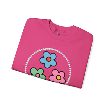Boujee Mini Flowers Blue Pink Green - Heavy Blend™ Light Colors Crewneck Sweatshirt