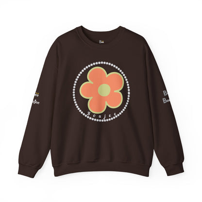 Boujee Flower Orange Green - Heavy Blend™ Dark Colors Crewneck Sweatshirt