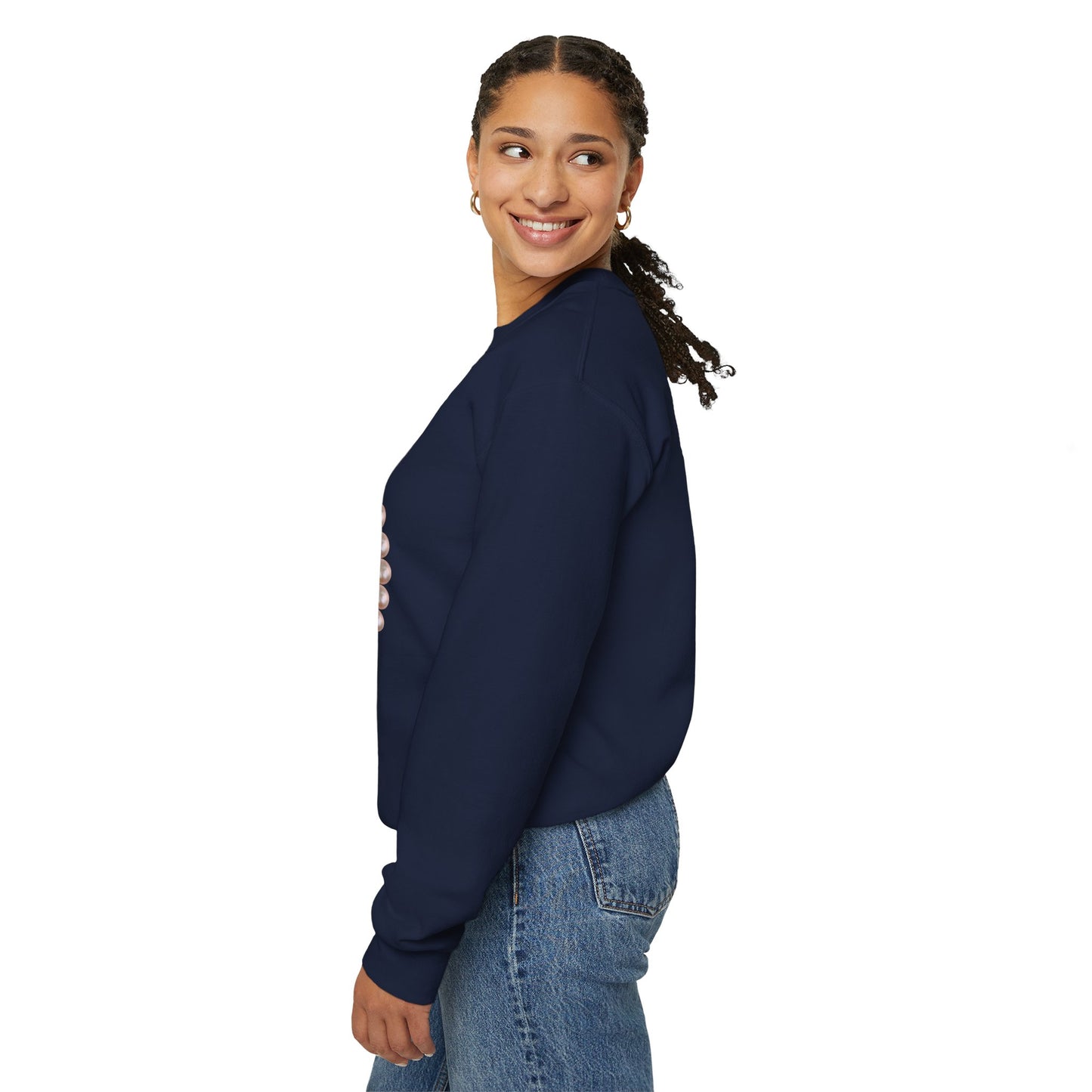 Bee Boujee - Boujee Smiley Face Turquoise in Pearls Heavy Blend™ Dark Colors Crewneck Sweatshirt