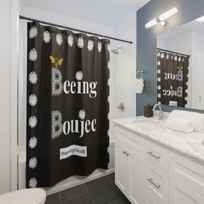 Beeing Boujee - Shower Curtain BLACK with DIAMONDS