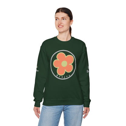 Boujee Flower Orange Green - Heavy Blend™ Dark Colors Crewneck Sweatshirt