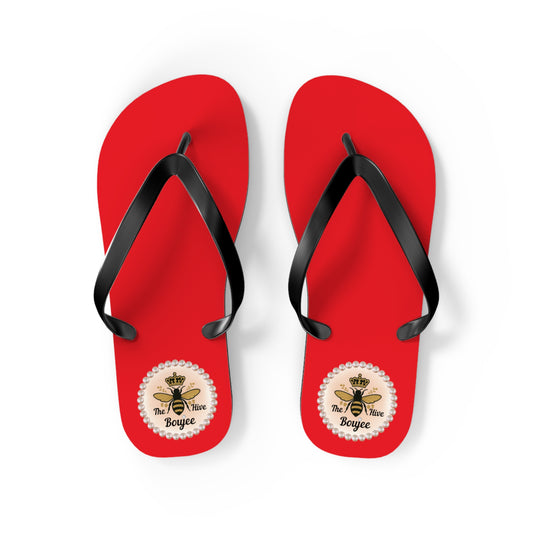 The Boujee Hive RED Flip Flops - MEDIUM