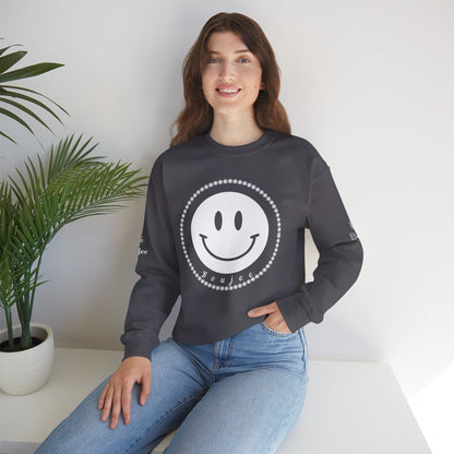 Boujee Smiley Face White - Heavy Blend™ Dark Colors Crewneck Sweatshirt