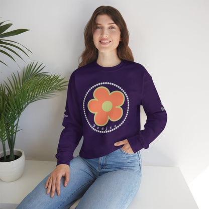 Boujee Flower Orange Green - Heavy Blend™ Dark Colors Crewneck Sweatshirt
