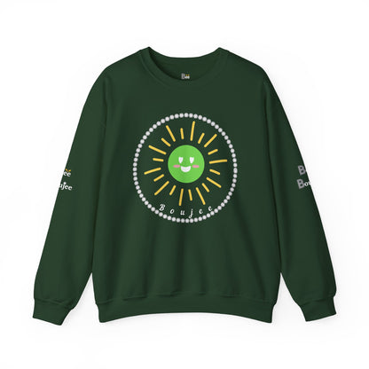 Boujee Sunshine Smiley Face Green - Heavy Blend™ Dark Colors Crewneck Sweatshirt