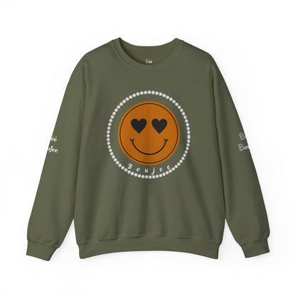 Boujee Smiley Face Brown Heart Eyes - Heavy Blend™ Dark Colors Crewneck Sweatshirt