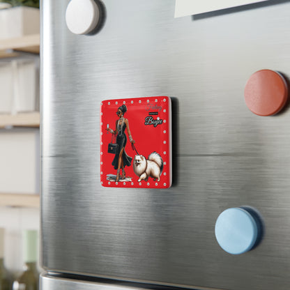 Feeling Boujee in PEARLS - Porcelain Magnet 02, Square RED