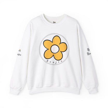 Boujee Flower Yellow White - Heavy Blend™ Light Colors Crewneck Sweatshirt