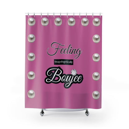 Feeling Boujee - Shower Curtain PINK with PEARLS