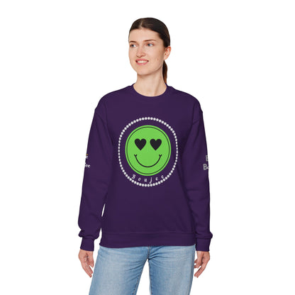 Boujee Smiley Face Green Heart Eyes - Heavy Blend™ Dark Colors Crewneck Sweatshirt