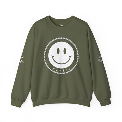Boujee Smiley Face White - Heavy Blend™ Dark Colors Crewneck Sweatshirt