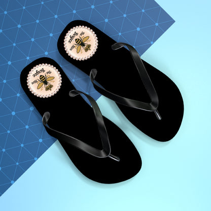 The Boujee Hive BLACK Flip Flops - LARGE