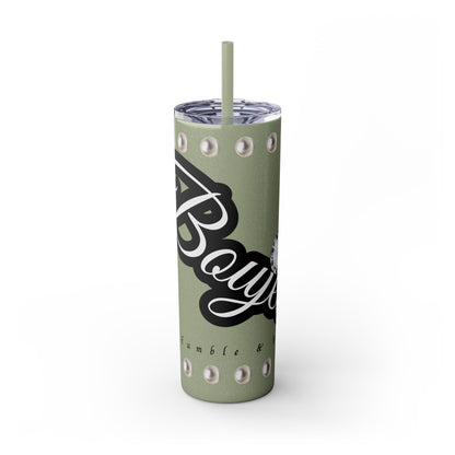 Boujee Yet Humble & Basic in PEARLS - Skinny Tumbler with Straw, 20oz