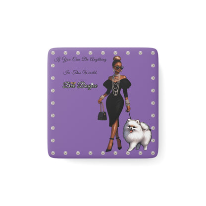 Bee Boujee in PEARLS - Porcelain Magnet, Square PURPLE