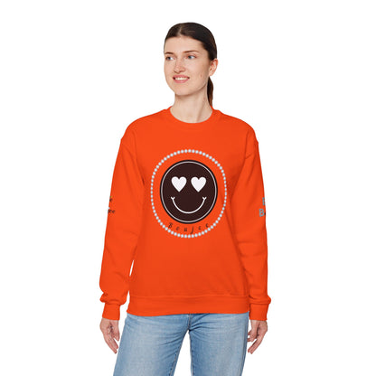 Boujee Smiley Face Heart Eyes Black - Heavy Blend™ Light Colors Crewneck Sweatshirt