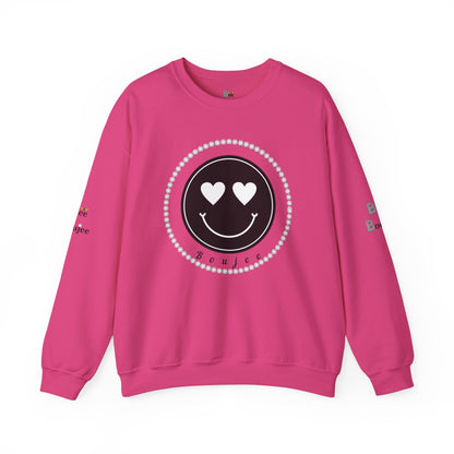 Boujee Smiley Face Heart Eyes Black - Heavy Blend™ Light Colors Crewneck Sweatshirt