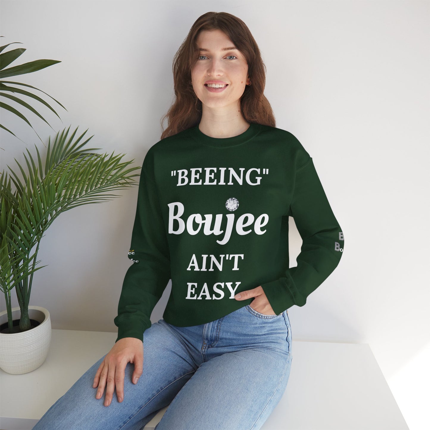 "Beeing" Boujee Ain't Easy- Heavy Blend™ Dark Colors Crewneck Sweatshirt