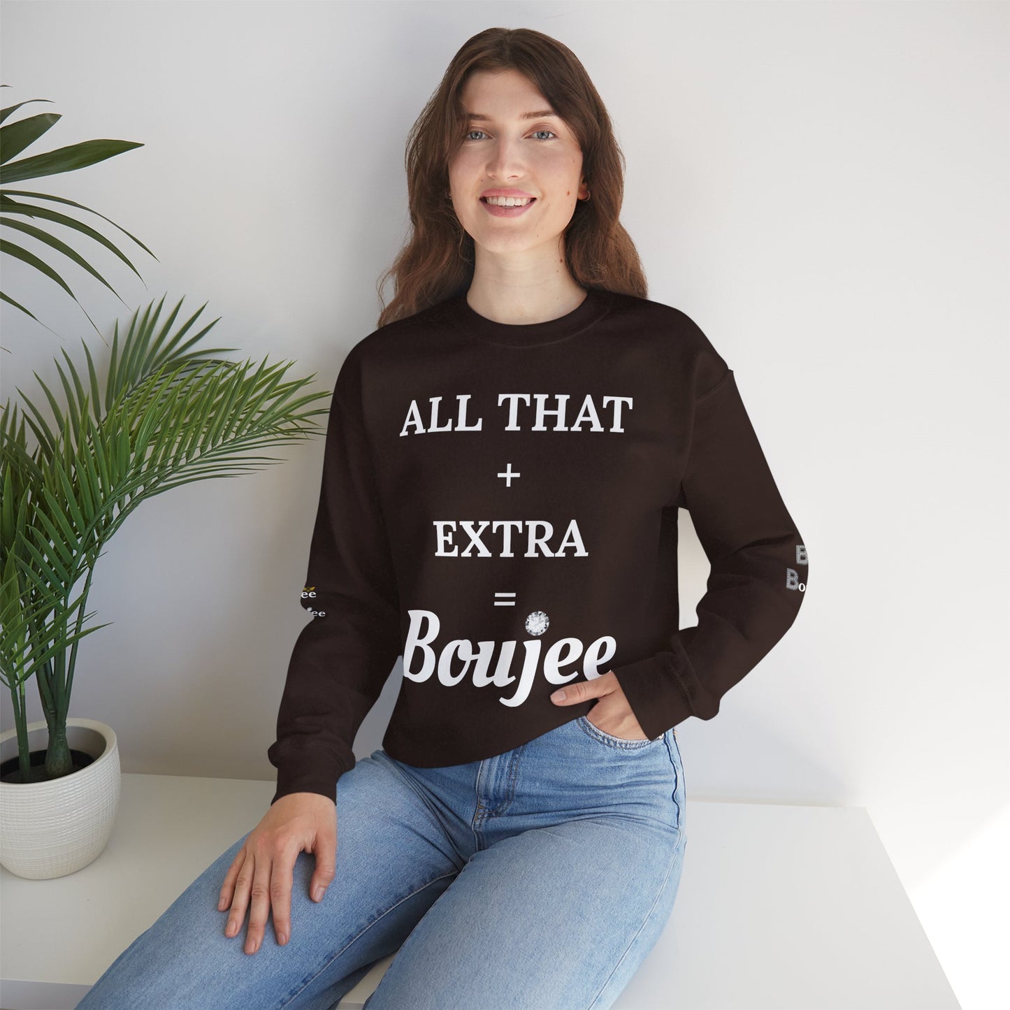 All That + Extra = Boujee - Heavy Blend™ Dark Colors Crewneck Sweatshirt
