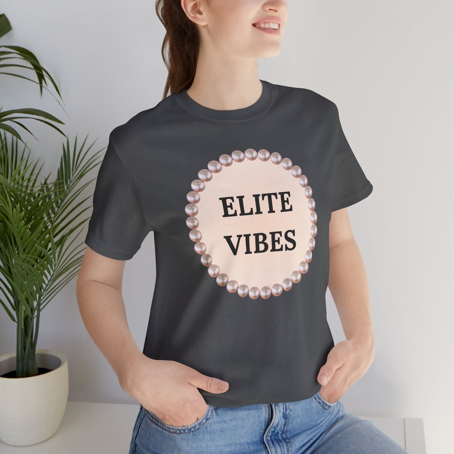 Elite Vibes Pearl-Framed Statement Tee