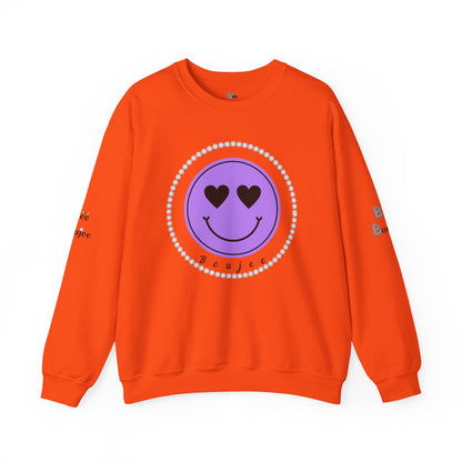 Boujee Smiley Face Purple Heart Eyes - Heavy Blend™ Light Colors Crewneck Sweatshirt