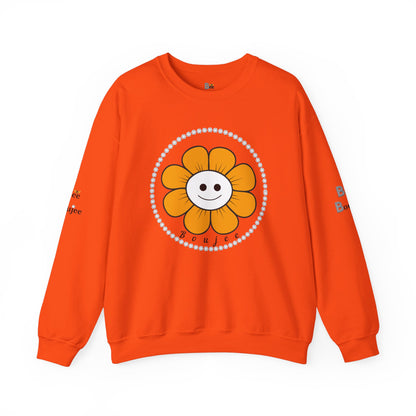 Boujee Flower Smiley Face Gold White - Heavy Blend™ Light Colors Crewneck Sweatshirt