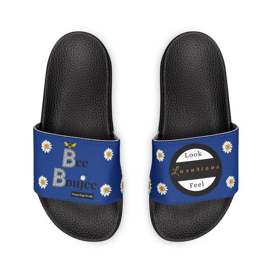 Bee Boujee - DARK BLUE Flowers Women's Removable-Strap Sandals