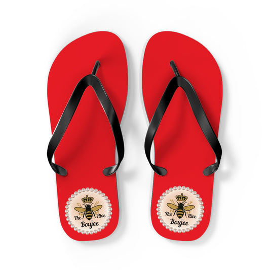 The Boujee Hive RED Flip Flops - LARGE