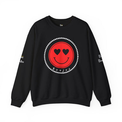 Boujee Smiley Face Red Heart Eyes - Heavy Blend™ Dark Colors Crewneck Sweatshirt