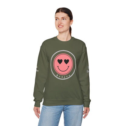 Boujee Smiley Face Pink Heart Eyes - Heavy Blend™ Dark Colors Crewneck Sweatshirt