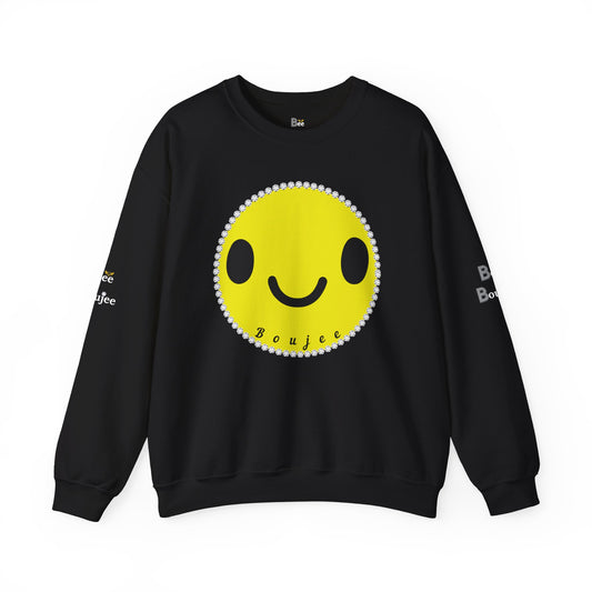 Boujee Smiley Face Yellow - Heavy Blend™ Dark Colors Crewneck Sweatshirt