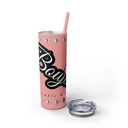 Boujee Yet Humble & Basic in PEARLS - Skinny Tumbler with Straw, 20oz