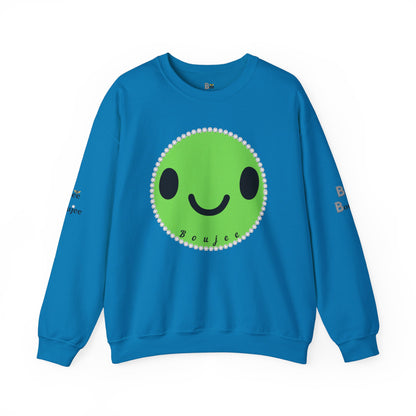 Boujee Smiley Face Green - Heavy Blend™ Light Colors Crewneck Sweatshirt