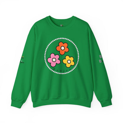 Boujee Mini Flowers Pink Orange Yellow - Heavy Blend™ Light Colors Crewneck Sweatshirt