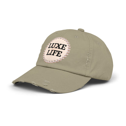 Luxe Life - Distressed Pearl-Emblem Cap